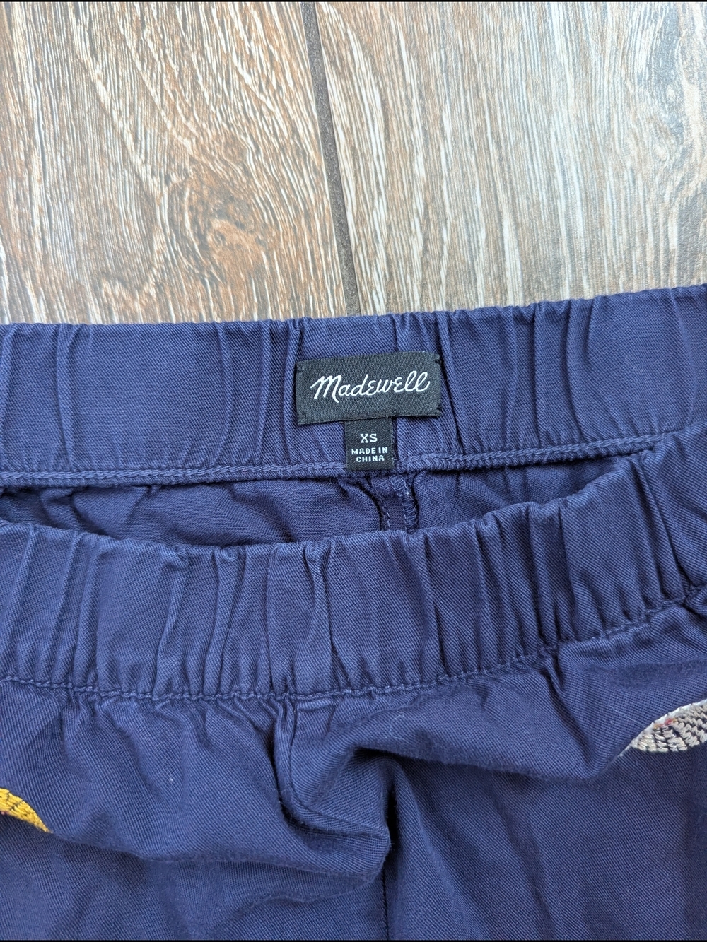 Madewell Embroidered cotton Shorts Elastic Waist Midnight Blue Boho Size XS - Picture 7 of 11